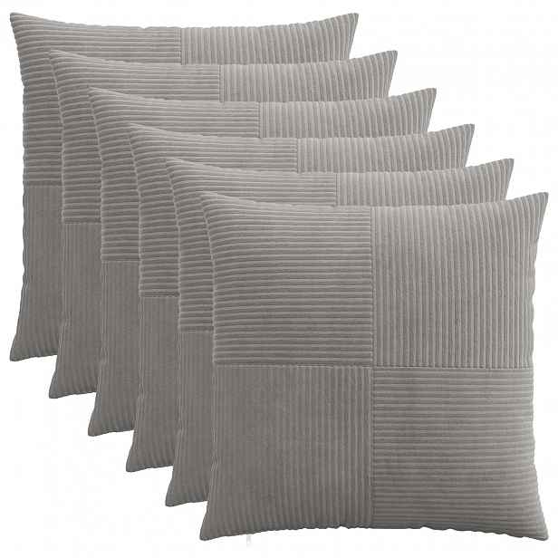 vidaXL Povlak na polštář 6 pcs ALMELO Světle šedá 55 x 55 cm manšestr