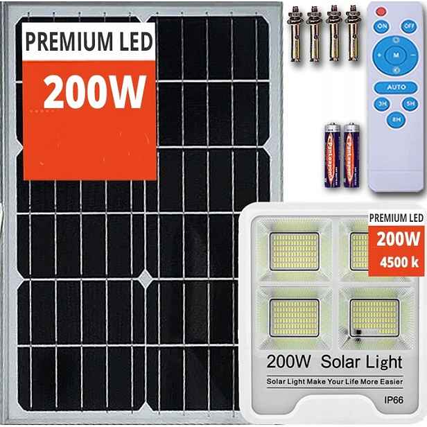 Výkonná Velká Solární Lampa Led Lampa Vogler Zahradní Dálkový Ovladač Solární Halogen 200W