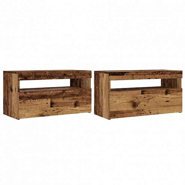 vidaXL TV stolky s LED 2 ks old wood kompozitní dřevo