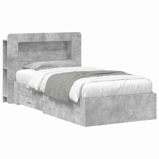 vidaXL Rám postele s úložným prostorem Betonově šedá 75 x 190 cm