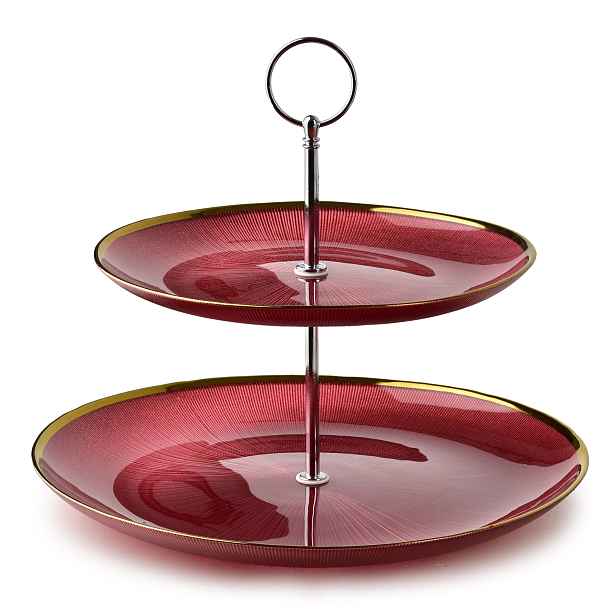 Mondex Skleněný podnos REDD 27 cm červený