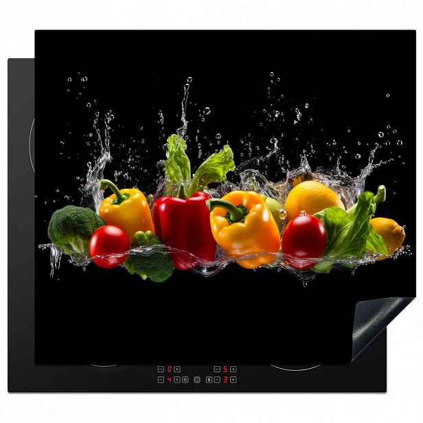 MuchoWow KRYT NA INDUKČNÍ DESKU Sladká paprika - Vodní - Zeleninová - Černá 59x51 cm