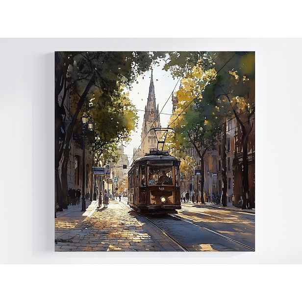 Obraz Na Plátně Canvas Město Ulice Jaro Tramvaj Doprava Cestování 50x50