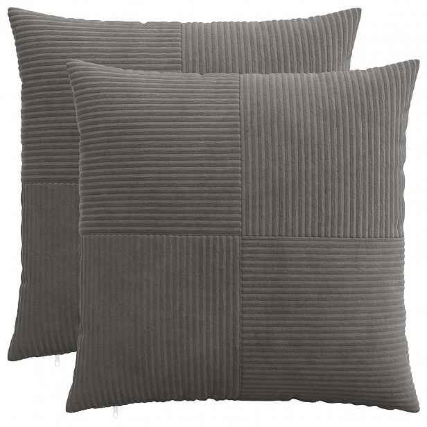 vidaXL Povlak na polštář 2 pcs ALMELO Tmavě šedá 55 x 55 cm manšestr