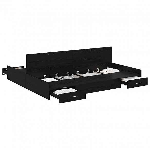 vidaXL Rám postele s úložným prostorem s čelo Černý dub 200 x 200 cm