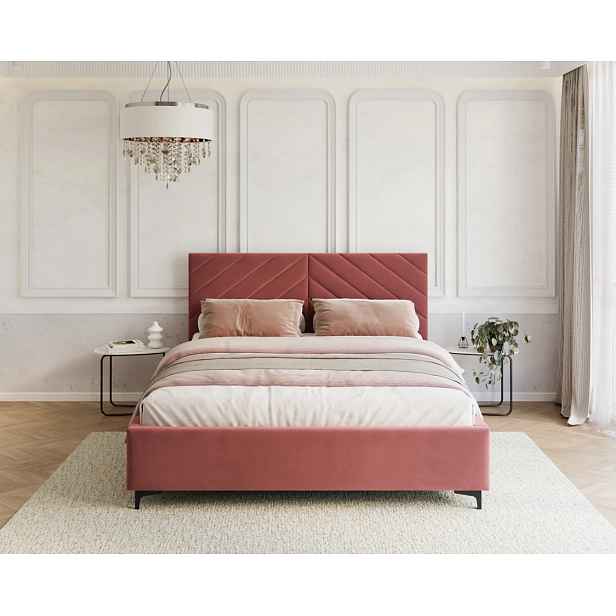 FDM Čalouněná postel Elegante se zvedacím roštem Paris lososová, velikost 180x200