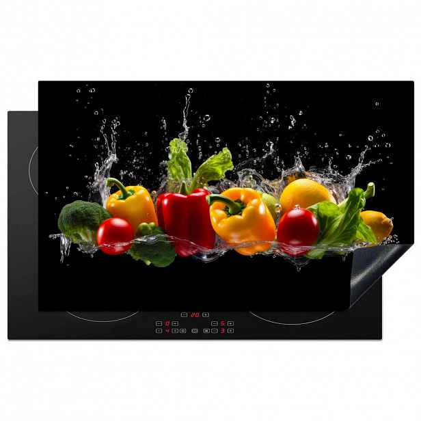 MuchoWow KRYT NA INDUKČNÍ DESKU Sladká paprika - Vodní - Zeleninová - Černá 85x52 cm