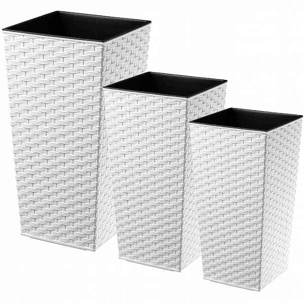 Set 3x Květináč Náplň Bílý Ratan