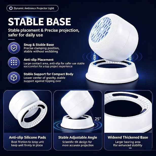 TEMU Kreativní LED projekční noční světlo, LED projekční lampa s hvězdné oblohy a oceánu, 360° otočná dynamická projekční stolní lampa, zásuvné