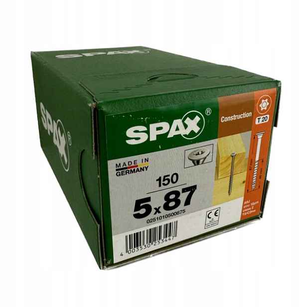Univerzální šrouby pro dřevěné konstrukce 5x87 mm Wirox Spax 150 Ks T20