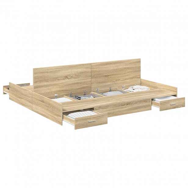 vidaXL Rám postele s úložným prostorem s čelo Sonoma dub 200 x 200 cm