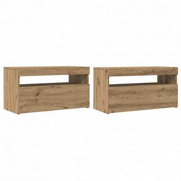 vidaXL TV stolek s LED dub artisan 75 x 35 x 40 cm kompozitní dřevo