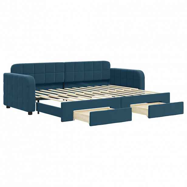 vidaXL Válenda s přistýlkou a zásuvkami modrá 80 x 200 cm samet