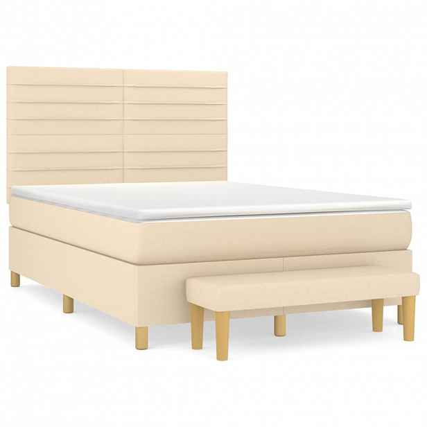 vidaXL Box spring postel s matrací krémová 140x200 cm textil