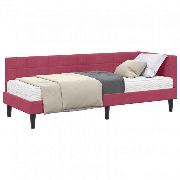 vidaXL Rohový rám postele s matrací 2 ks Víno Červené 80 x 200 cm