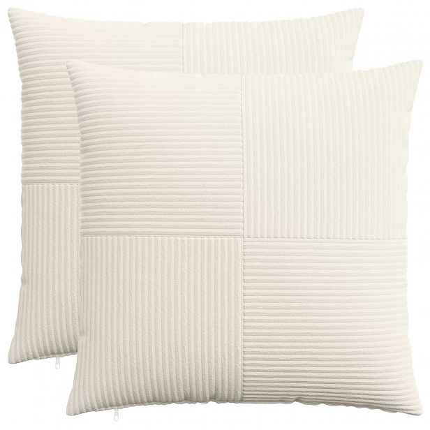 vidaXL Povlak na polštář 2 pcs ALMELO Krémová 55 x 55 cm manšestr