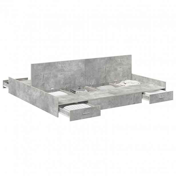 vidaXL Rám postele s úložným prostorem Betonově šedá 200 x 200 cm