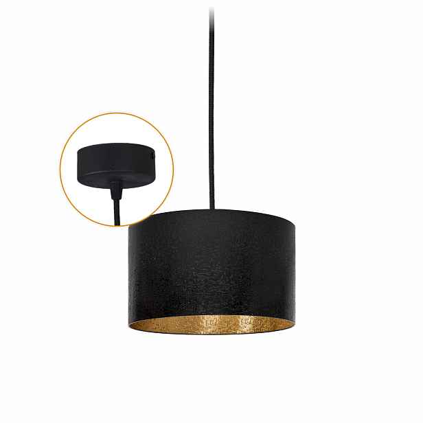 Závěsná lampa Cerlux Černá Zlatá s stínítkem Vesta 20 cm Klosz 1x E27