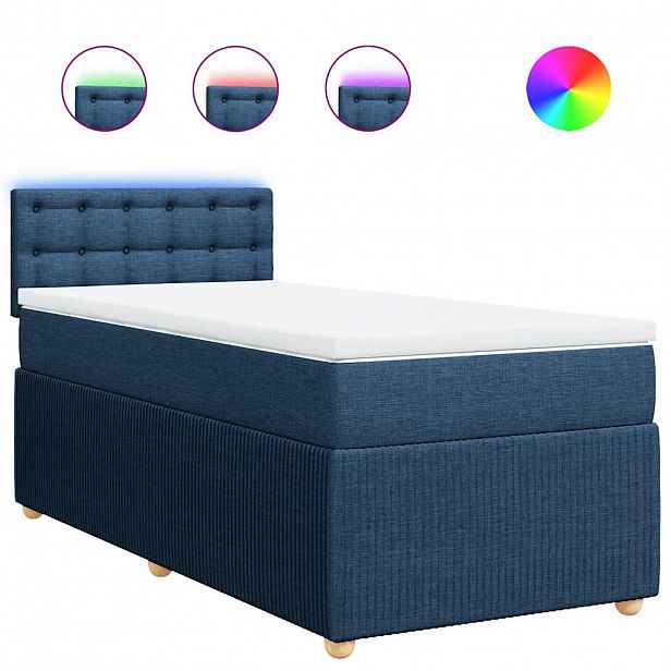 vidaXL Box spring postel s matrací modrá 100 x 200 cm textil
