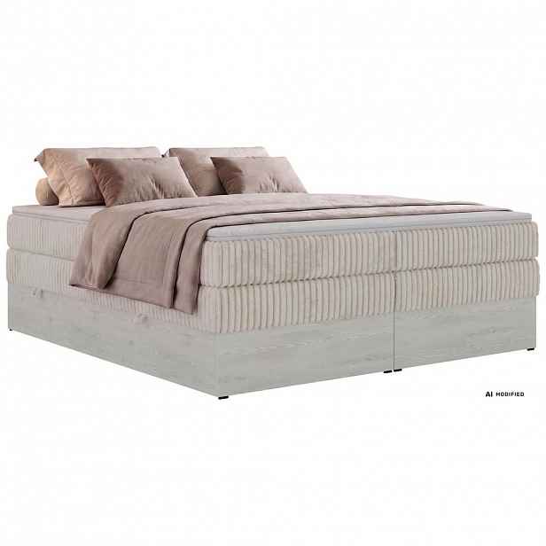 MKS POSTEL BOXSPRING NORDIC ZERO KING 140/200 - Béžová Manšestr - Topper T25 - H3