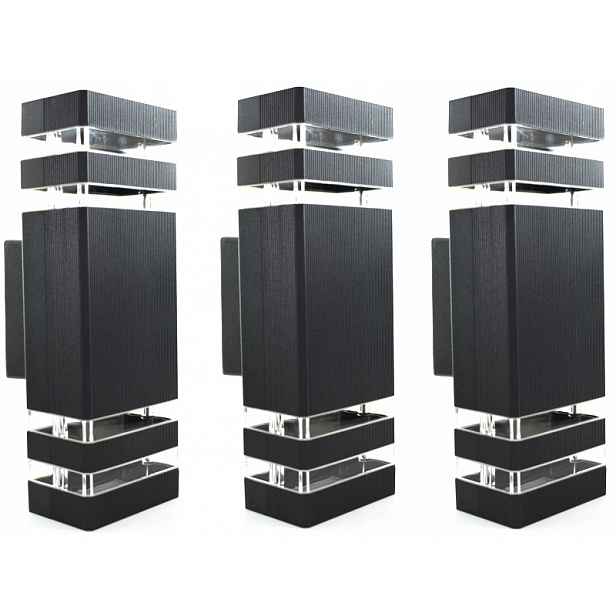 Sada nástěnných svítidel Fasádní lampa 3x na zeď
