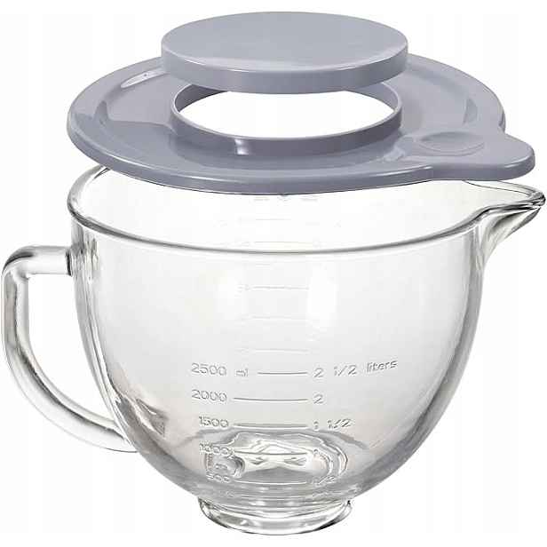 Skleněná miska pro KitchenAid 4,5-5 Quart, náhrada, průhledná, 2,5 l