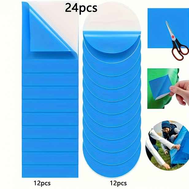 TEMU 24ks Samolepicích Záplat na Opravu Bazénů, PVC Materiál, Sada pro Opravu Pod Vodou, Snadná Instalace, Silná Přilnavost. Vhodné pro Nafukovací