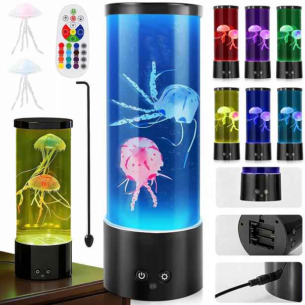 Led Lávová Lampa S Medúzami Noční Lampa Rgb Na Stůl Akvárium Ztlumení