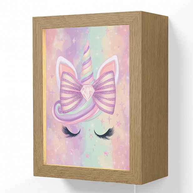 OnlyWow NÁSTĚNNÁ LAMPA Jednorožec - Třpytky - Duha - Pastelové barvy 15x20 cm