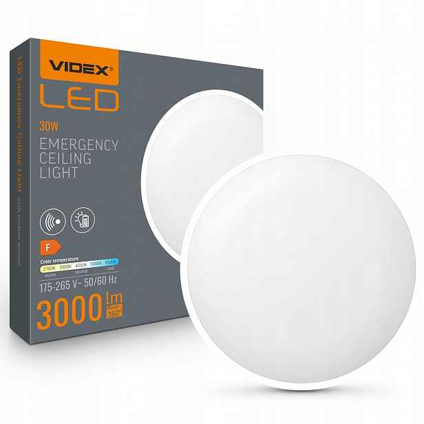 Stropní Svítidlo Led Stropní Svítidlo na omítku 30W 3000lm 6500K Studená bílá Videx