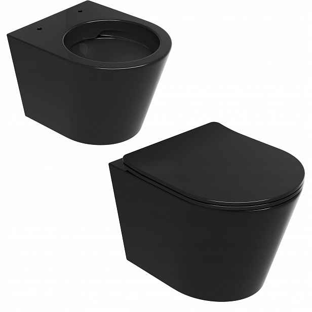 Wc Mísa Závěsná Rimless Bez Příruby Neo Deska Černá