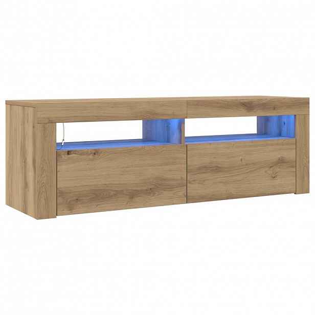 vidaXL TV stolek s LED dub artisan 120 x 35 x 40 cm kompozitní dřevo