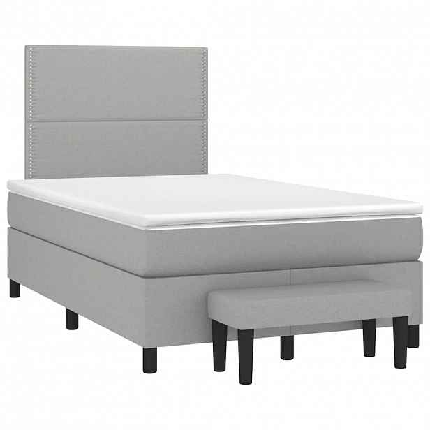vidaXL Box spring postel s matrací světle šedá 120x190 cm textil