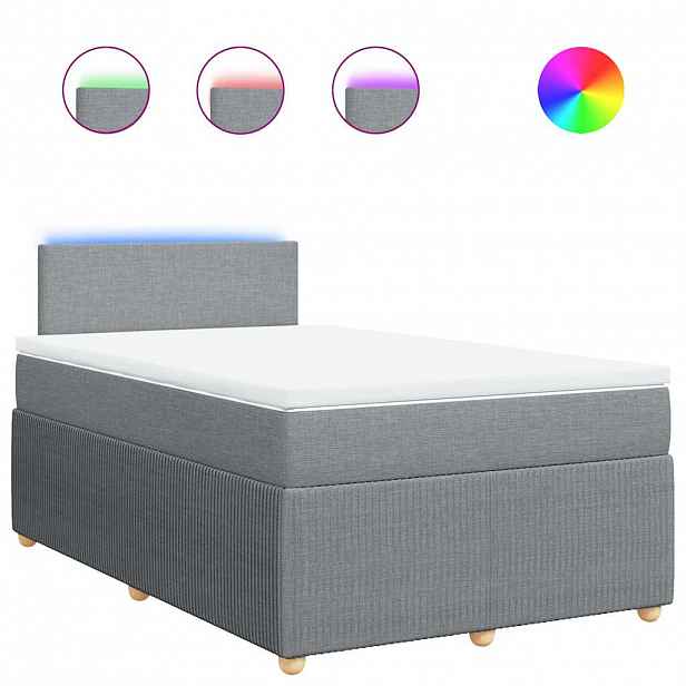 vidaXL Box spring postel s matrací světle šedá 120x190 cm textil