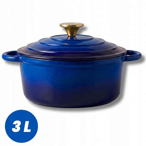 Hrnec 3 L Smaltovaná Poklice Tmavě Modrá Plyn/indukce Trouba 22 CM