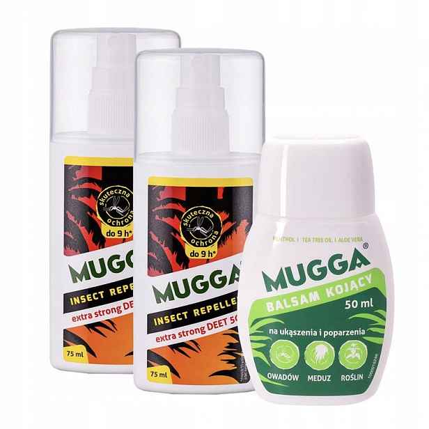 Sada Mugga 2x sprej proti komárům Deet 50% 75 ml zklidňující balzám 50 ml