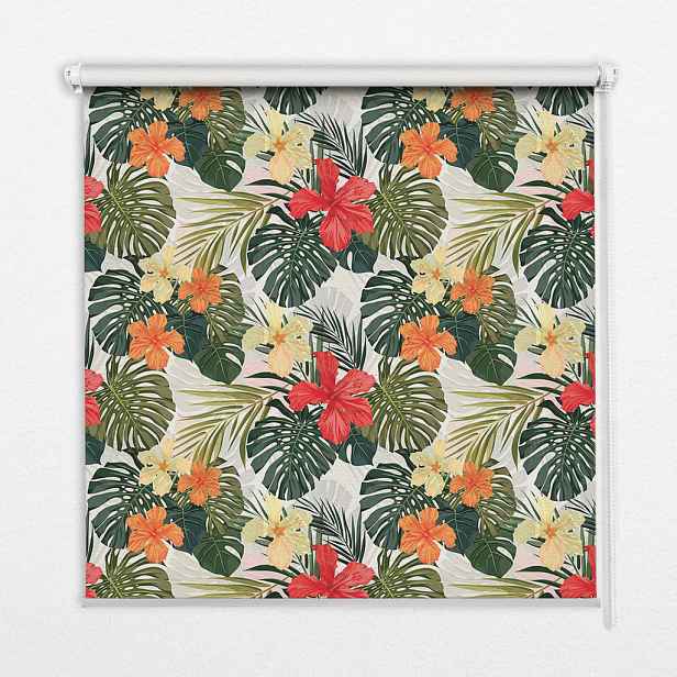 TULUP VNITŘNÍ roleta - okenní roleta - roleta - 80x140 cm - Tropické květiny a listy