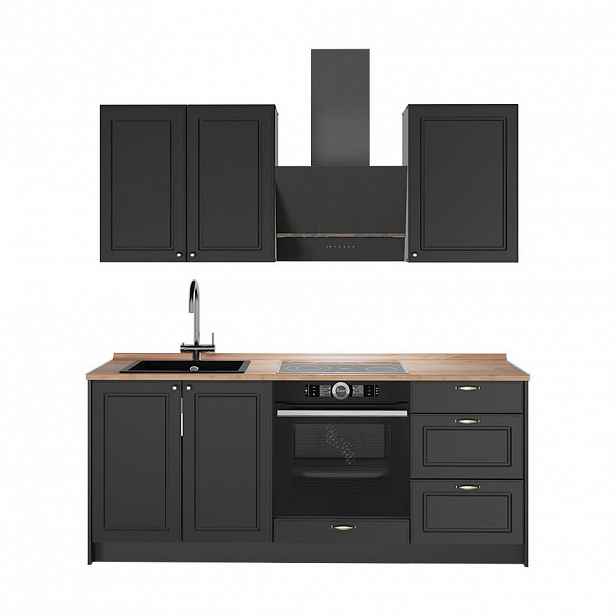 Vicco JEDNOTKOVÁ KUCHYNĚ Fame-Line, Anthrazit-Gold Landhaus/Antracit, 190 cm, PD Dub
