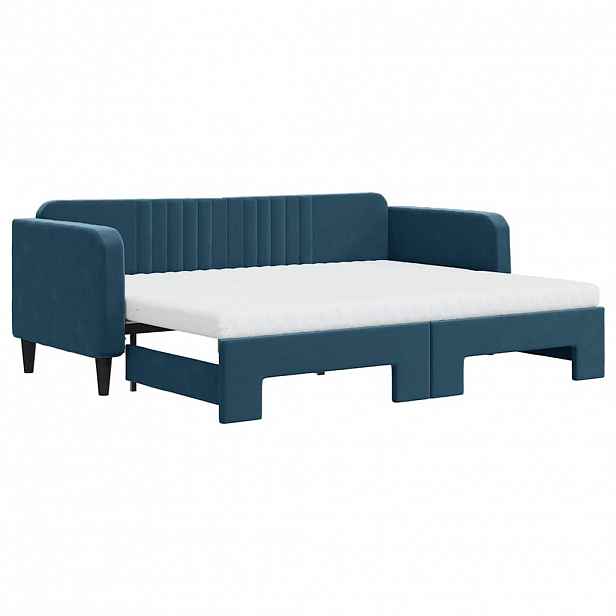 vidaXL Válenda s přistýlkou a matracemi modrá 80 x 200 cm samet