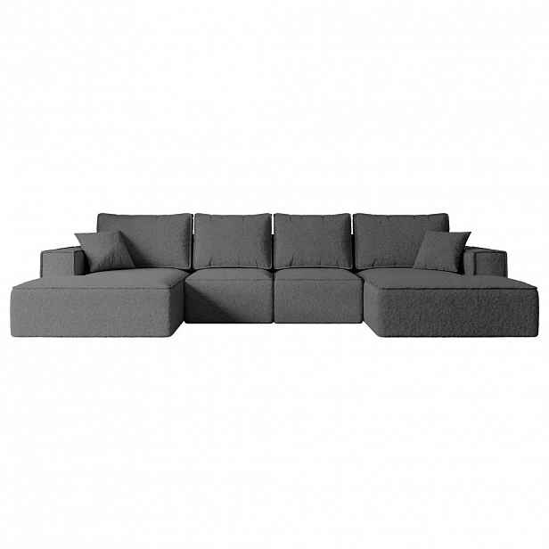 ALTDECOR SEDACÍ SOUPRAVA s funkcí lůžka a úložným prostorem SIERRA-U-S – 349x161x87 cm šedá buklé