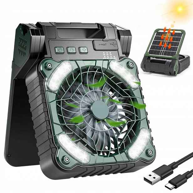 Bezdrátový Ventilátor, Svítilna, Turistický Kempingový Solární Ventilátor