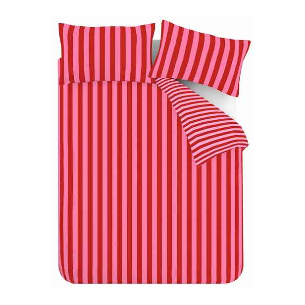 Červené/růžové 3dílné povlečení na dvoulůžko 200x200 cm Stripe Tease – Sassy B