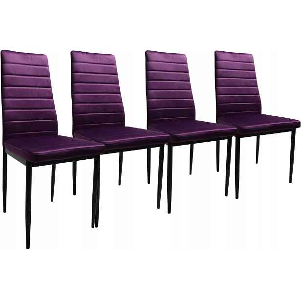 Sada 4 židlí Velur Fialová Elegance a Komfort glamour moderní