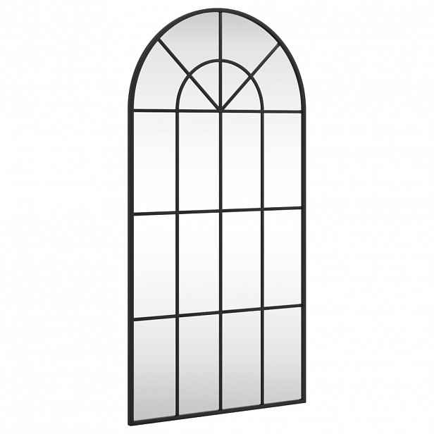 vidaXL Nástěnné zrcadlo černé 50 x 100 cm oblouk železo