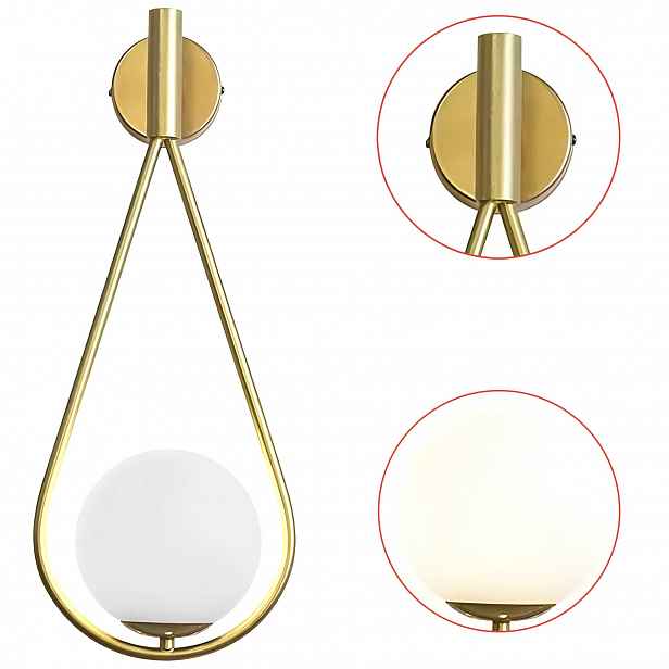 Závěsná nástěnná lampa Zlatá G094 Nástěnná lampa 50 cm Lžička Zlatá Bílá Závit E27
