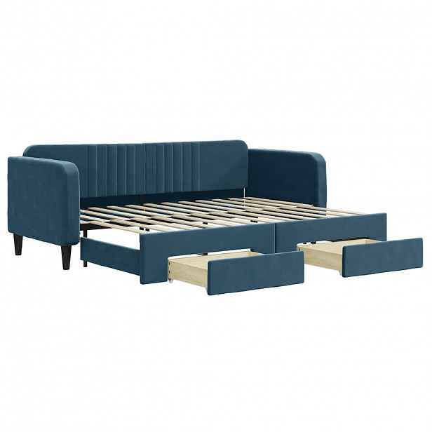 vidaXL Válenda s přistýlkou a zásuvkami modrá 80 x 200 cm samet