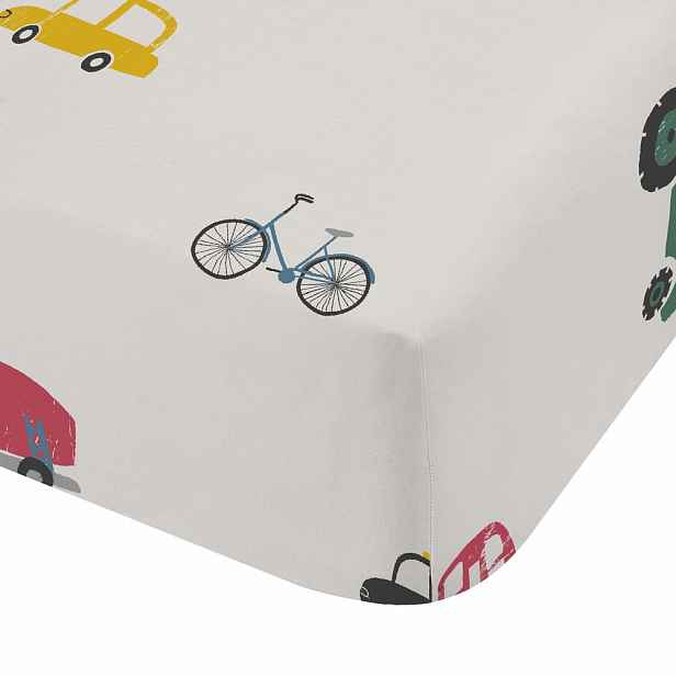 Bílé napínací bavlněné dětské prostěradlo na jednolůžko 90x190 cm Transport – Bianca
