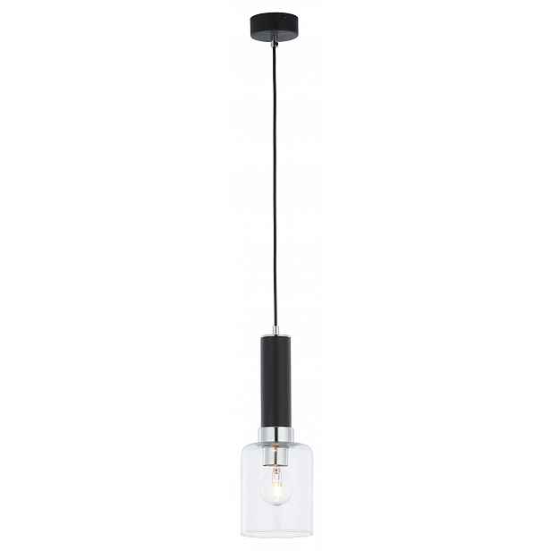 Závěsná lampa Tuluza Černá Stříbrná Skleněná Stínidlo 1xE27 12 cm Stropní Dům