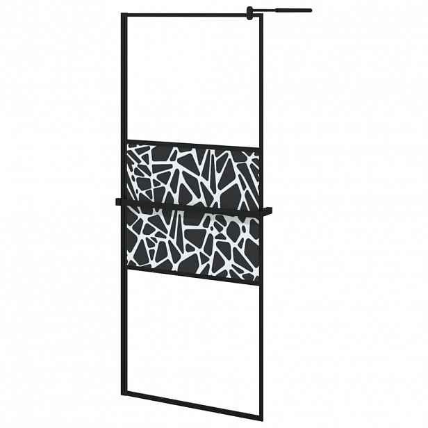 vidaXL Zástěna do průchozí sprchy s policí černá 80x195 cm ESG/hliník
