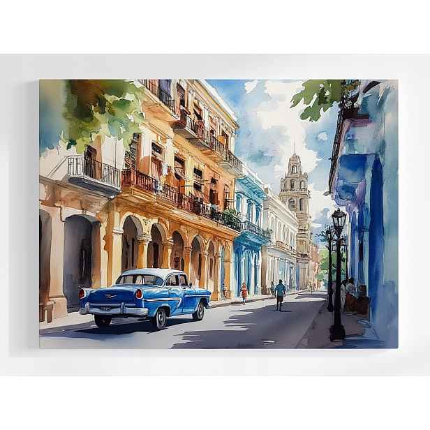 Plakát Město Kuba Havana Ulice Staré Auto 100x75